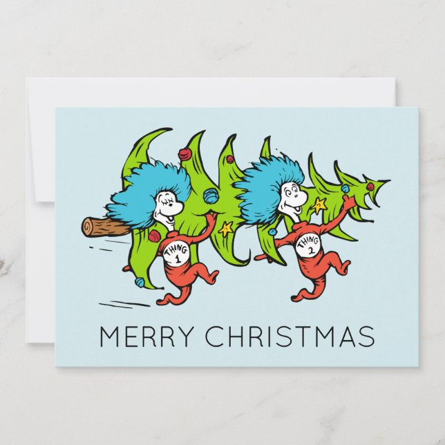 Tarjeta Festiva Dr. Seuss | Grinch | Navidades de Thing One Thing (Anverso)