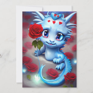 Tarjeta Festiva Dragón azul lindo de San Valentín
