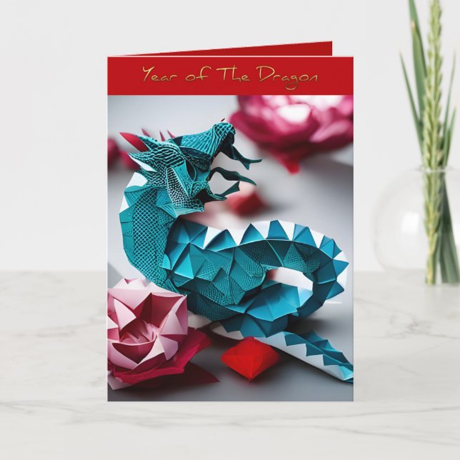 Tarjeta Festiva Dragón chino de año nuevo zodiaco de nacimiento Or (Anverso)