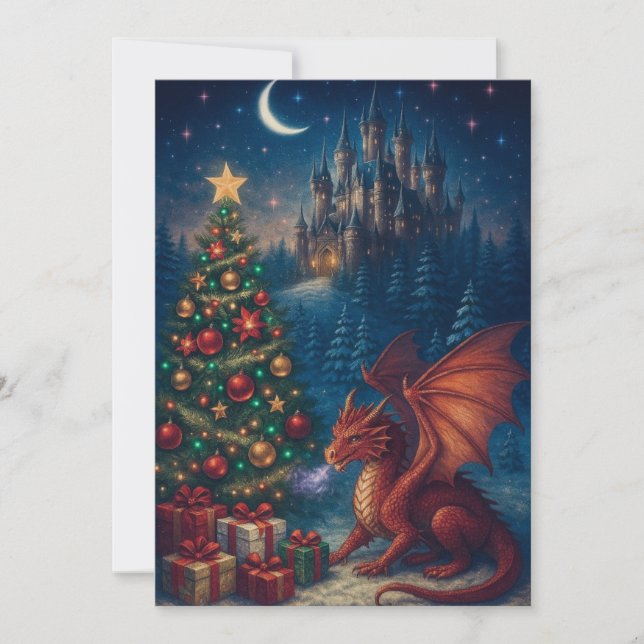Tarjeta Festiva Dragon Christmas Tree (Anverso)