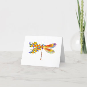 Tarjeta Festiva Dragón de flores amarillas