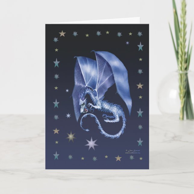 Tarjeta Festiva Dragón de la estrella azul (Anverso)