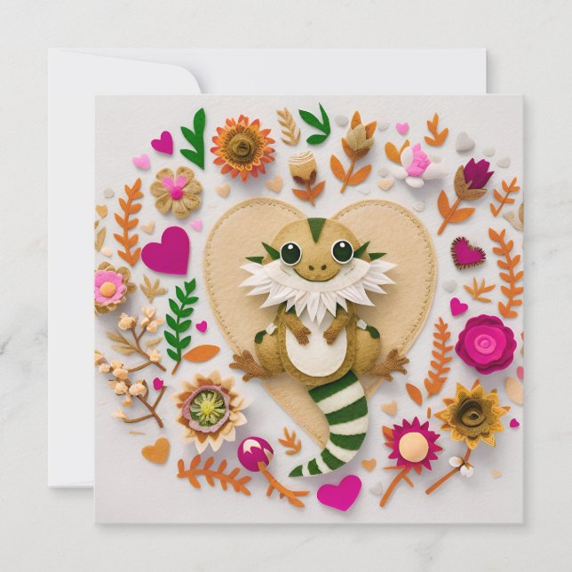 Tarjeta Festiva Dragón de las piernas romántico (Anverso)