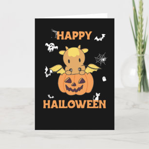 Tarjeta Festiva Dragón En Calabaza Dulce Dragón Feliz Halloween