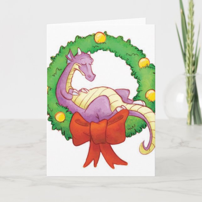 Tarjeta Festiva Dragón En Una Guerra De Navidades (Anverso)