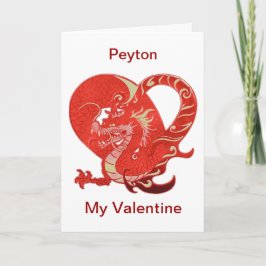 Tarjeta Festiva Dragon Heart Valentine Custom Name Chinese Dragon