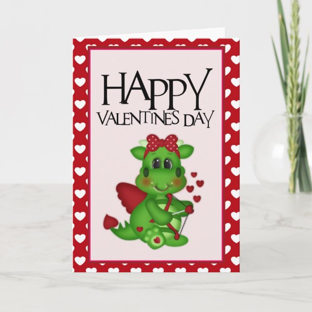 Tarjeta Festiva Dragon Love Happy Valentine Day Greeting Card 2 (Anverso)