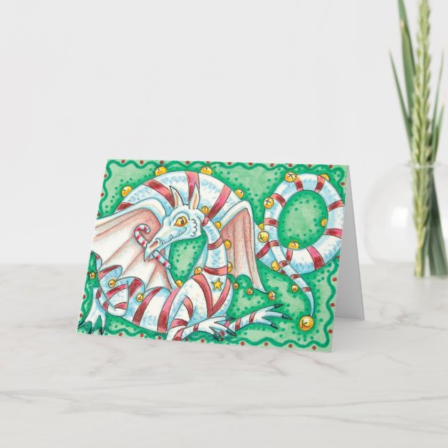 Tarjeta Festiva Dragón Navidades retro (Anverso)