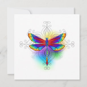 Tarjeta Festiva Dragón poligonal arcoiris