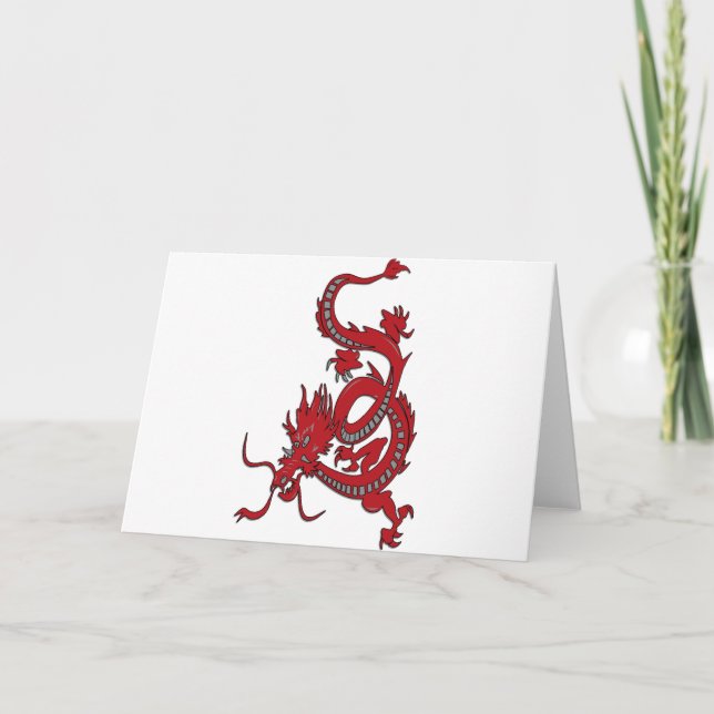 Tarjeta Festiva Dragón Rojo - Año del dragón (Anverso)