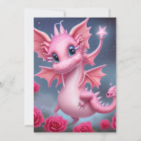 Dragón rosa lindo con flores rosadas