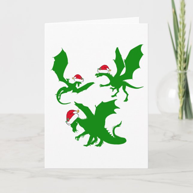 Tarjeta Festiva Dragon Santa Claus Cute Fantasy (Anverso)