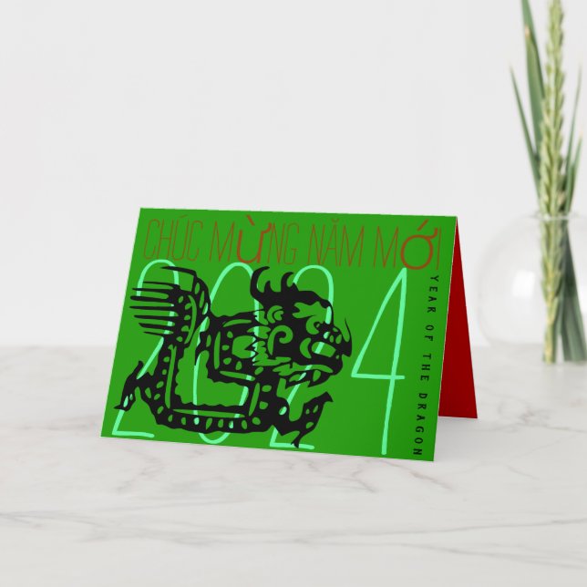 Tarjeta Festiva Dragón vietnamita moderno Año Nuevo 2024 HGC (Anverso)
