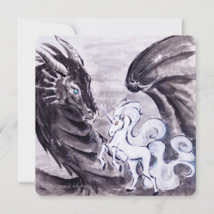 Tarjeta Festiva Dragón y Unicornio // Coraje