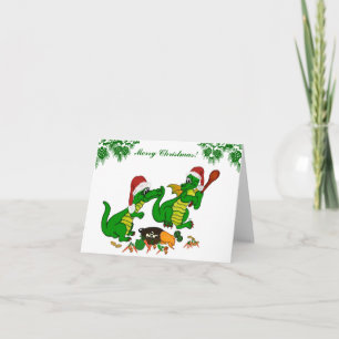 Tarjeta Festiva ¡Dragones - Felices Navidad! - cocinaré hoy