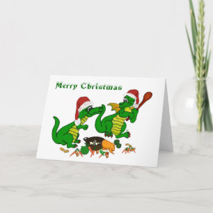 Tarjeta Festiva ¡Dragones - Felices Navidad! - cocinaré hoy