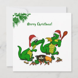 Tarjeta Festiva Dragones - ¡Feliz Navidad! - hoy cocinaré