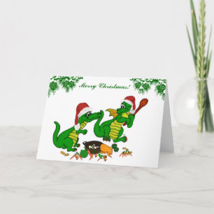 Tarjeta Festiva Dragones - ¡Feliz Navidad! - hoy cocinaré