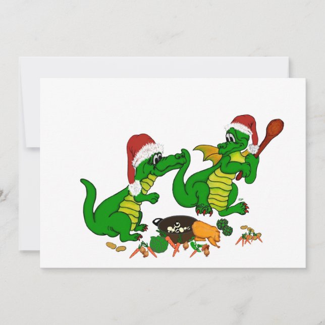 Tarjeta Festiva Dragones - ¡Feliz Navidad! - hoy cocinaré (Anverso)