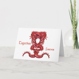 Tarjeta Festiva dragones rojos entrelazados