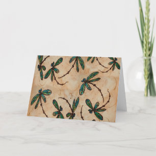 Tarjeta Festiva Dragonflies Crema Rusa