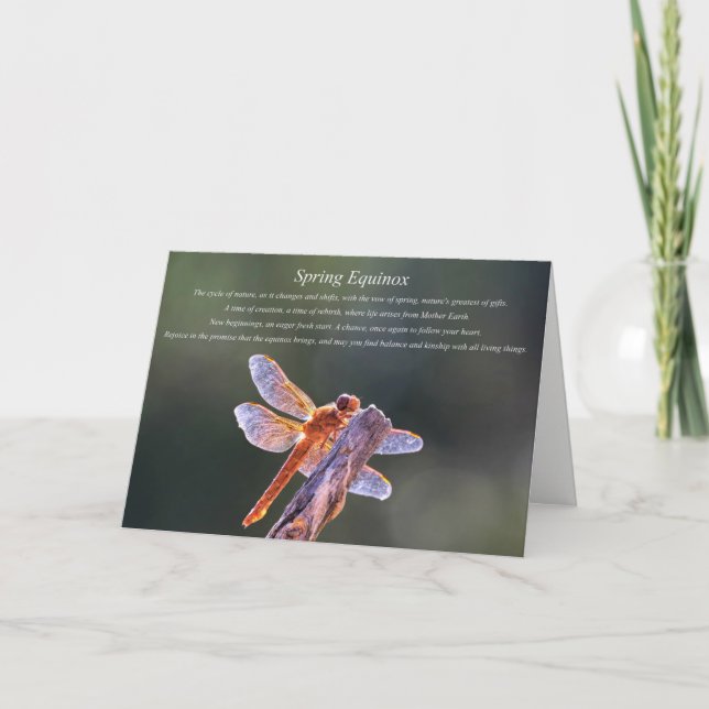 Tarjeta Festiva Dragonfly Spring Equinox Blessing with Poem (Anverso)