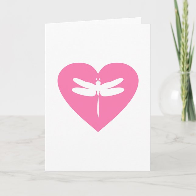 Tarjeta Festiva Dragonfly Valentine Heart (Anverso)