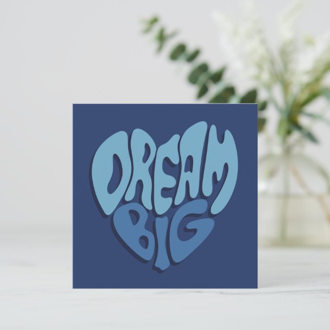 Tarjeta Festiva Dream Big: Cita azul-espacio oscuro (Anverso de pie)