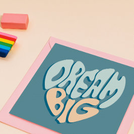 Tarjeta Festiva Dream Big: Corazón azul del éxito