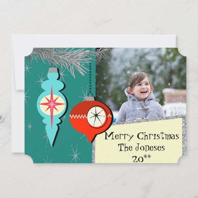Tarjeta Festiva Dreaming a of Retro Christmas Photo Card (Anverso)