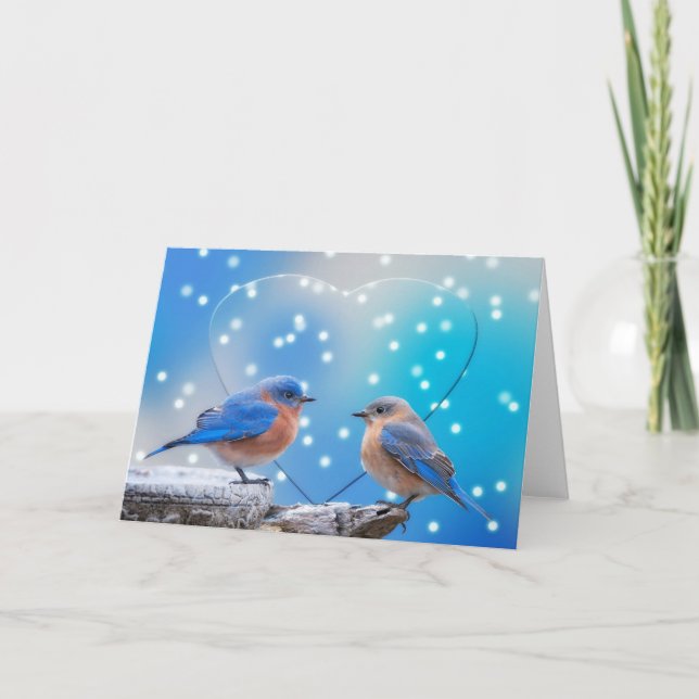 Tarjeta Festiva Dreamy Bluebirds (Anverso)