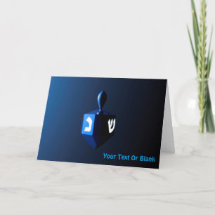 Tarjeta Festiva Dreidel azul brillante