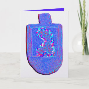 Tarjeta Festiva Dreidel floral de Janucá