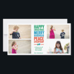 Tarjeta Festiva Dreidel Tree x4<br><div class="desc">Muestra cuatro de tus fotos favoritas con esta simple tarjeta de PiPo Press. Diseñado con un dreidel azul y un árbol verde,  envía una temporada de saludos a todas las religiones que desean un feliz Navidad,  feliz Hanukkah y paz todos los días a todos sus seres queridos.</div>