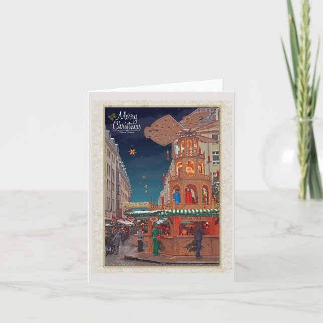 Tarjeta Festiva Dresden - Weihnachtspyramide - bujía métrica W (Anverso)