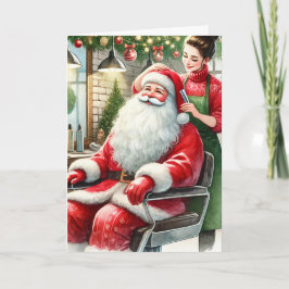 Tarjeta Festiva Dresser de pelo personalizado con Navidades de San