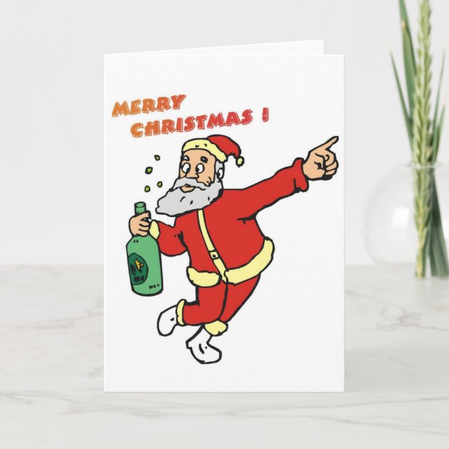 Tarjeta Festiva Drunk Santa (Anverso)