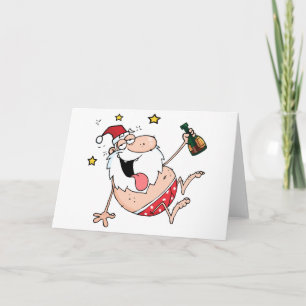 Tarjeta Festiva Drunk Santa Claus