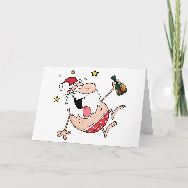 Tarjeta Festiva Drunk Santa Claus (Anverso)