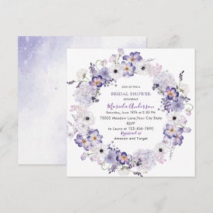 Tarjeta Festiva ducha de novia de flores de lila elegantes acuarel