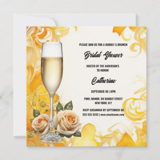 Tarjeta Festiva Ducha nupcial brunch amarillo rosa moda