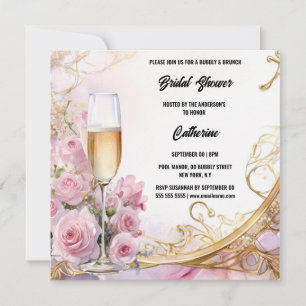 Tarjeta Festiva Ducha nupcial brunch rosa rosado flor moda