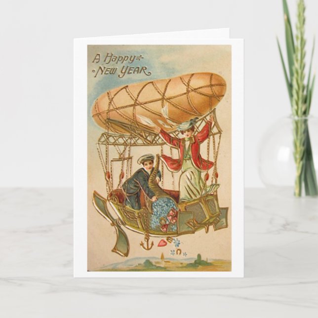 Tarjeta Festiva Ducha victoriana de Año Nuevo buenos deseos de sue (Anverso)