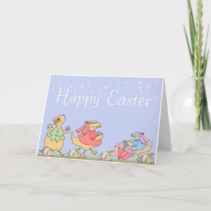 Tarjeta Festiva Ducks con huevos Happy Easter Greeting Card