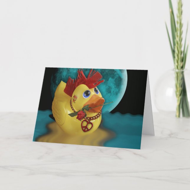 Tarjeta Festiva Ducky de la paz de San Valentín (Anverso)