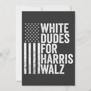 Tarjeta Festiva Dudes Blancas Para Harris Walz Elección De Bandera