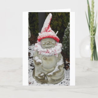 Tarjeta Festiva Duende Buda de la nieve