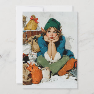 Tarjeta Festiva Duende Caprichoso Entre Bolsas de Regalos