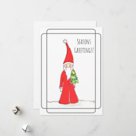 Tarjeta Festiva Duende con árbol