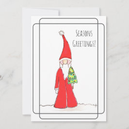 Tarjeta Festiva Duende con árbol